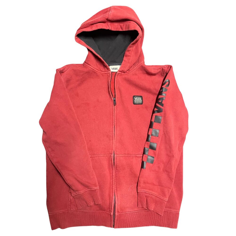Vans “Off The Wall” Zip‑Up Hoodie – Youth XL – Red Skate Style